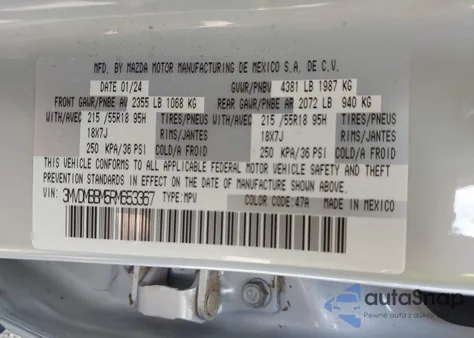 2024 Mazda Cx-30 2.5 S Select Sport z USA, uszkodzony, nr VIN 3MVDMBBM5RM653367